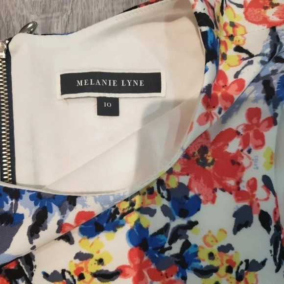 Melanie Lyne Sleeveless Floral Zippered Fitted Dress,Multi-colored Size 10. - Picture 4 of 7